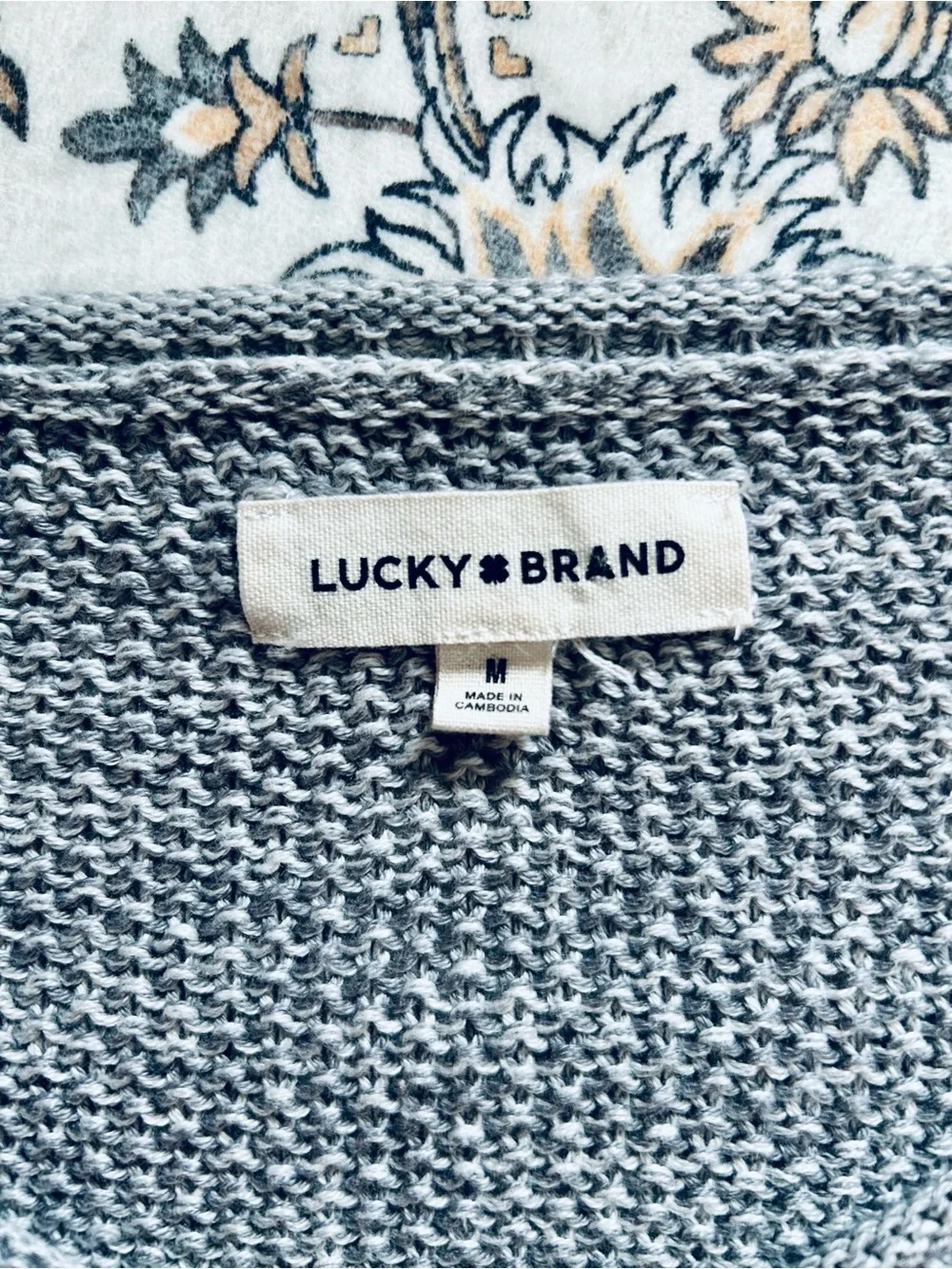 Lucky Brand Heather Gray V-Neck Knit Sweater